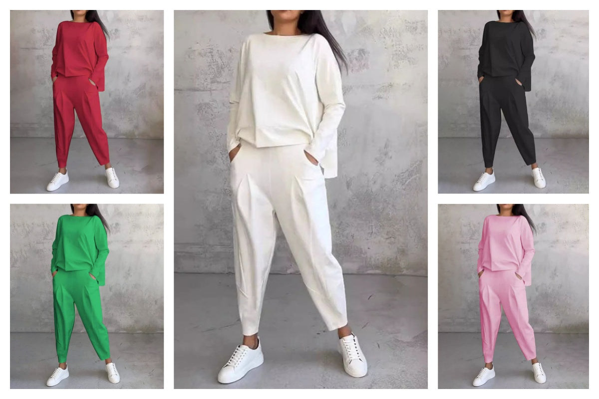 ✨2024 Nuovi prodotti💖 Set due pezzi a maniche lunghe con pantaloni a girocollo-10