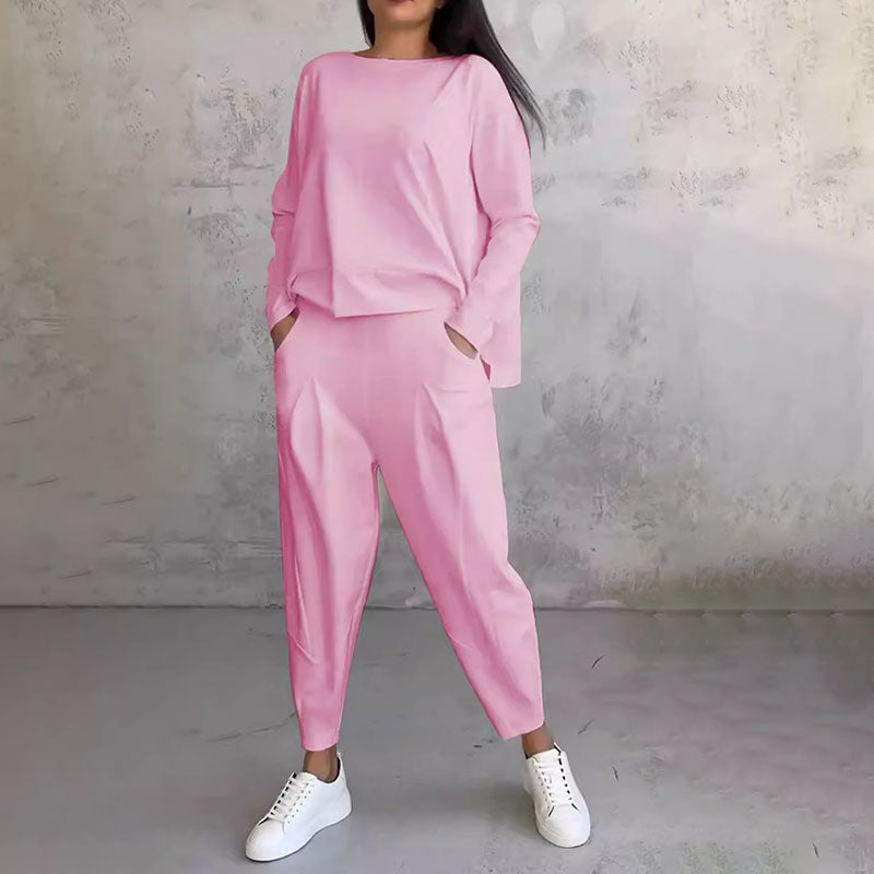 ✨2024 Nuovi prodotti💖 Set due pezzi a maniche lunghe con pantaloni a girocollo-6